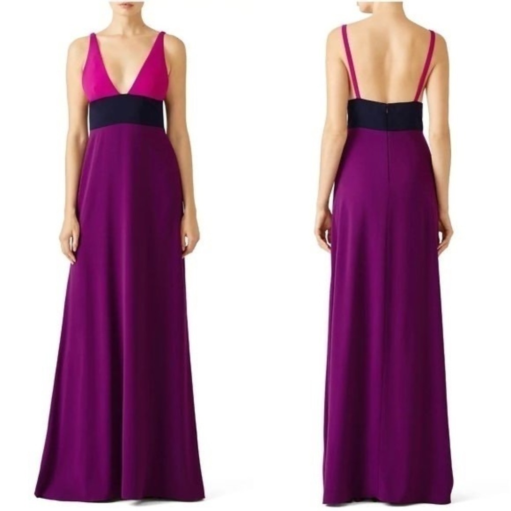 Jill Stuart Viola & Deep Violet & Deep Iris Color Block Gown 6 MM7 - Picture 3 of 12